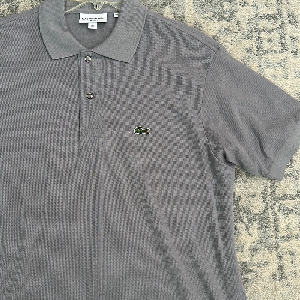 LACOSTE MEN POLO SHIRT GRAY LARGE US - 5 France
